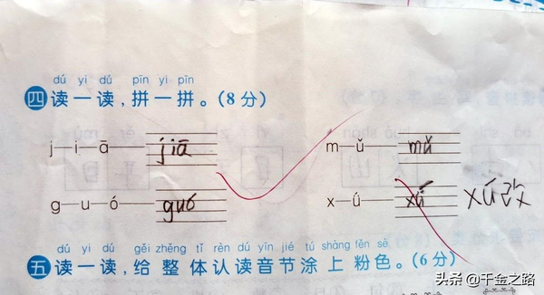 u和声母相拼时都要加两点吗（小学一年级语文u和ü音节合分声母韵母拼写方法题目知识点总结）